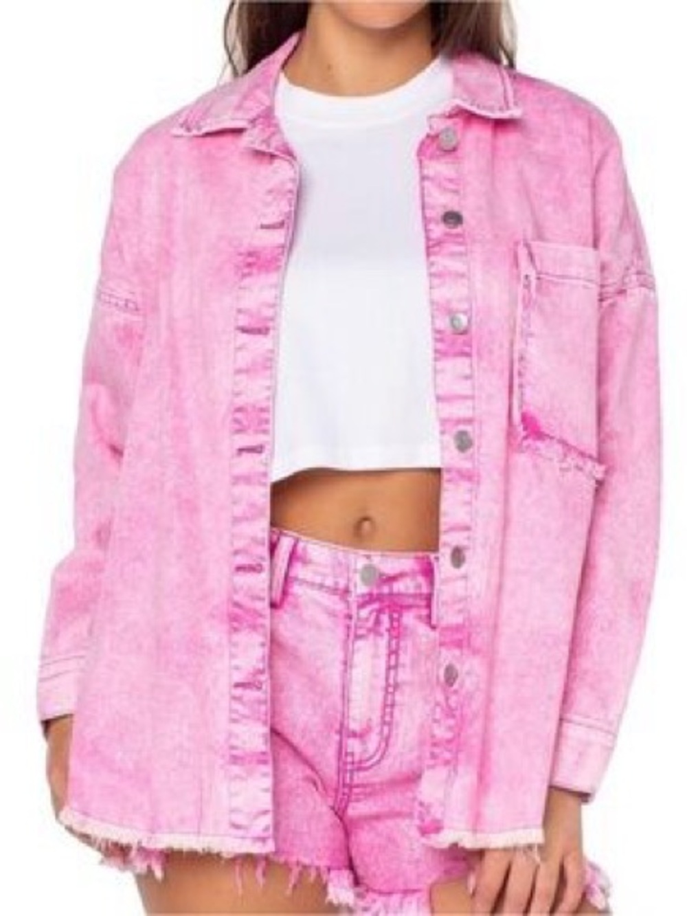 Celebrity Pink Light Pink Acid Wash Jacket